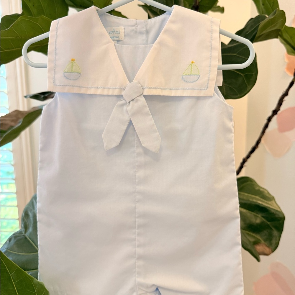 Light Blue Sailboat Sailor Romper
